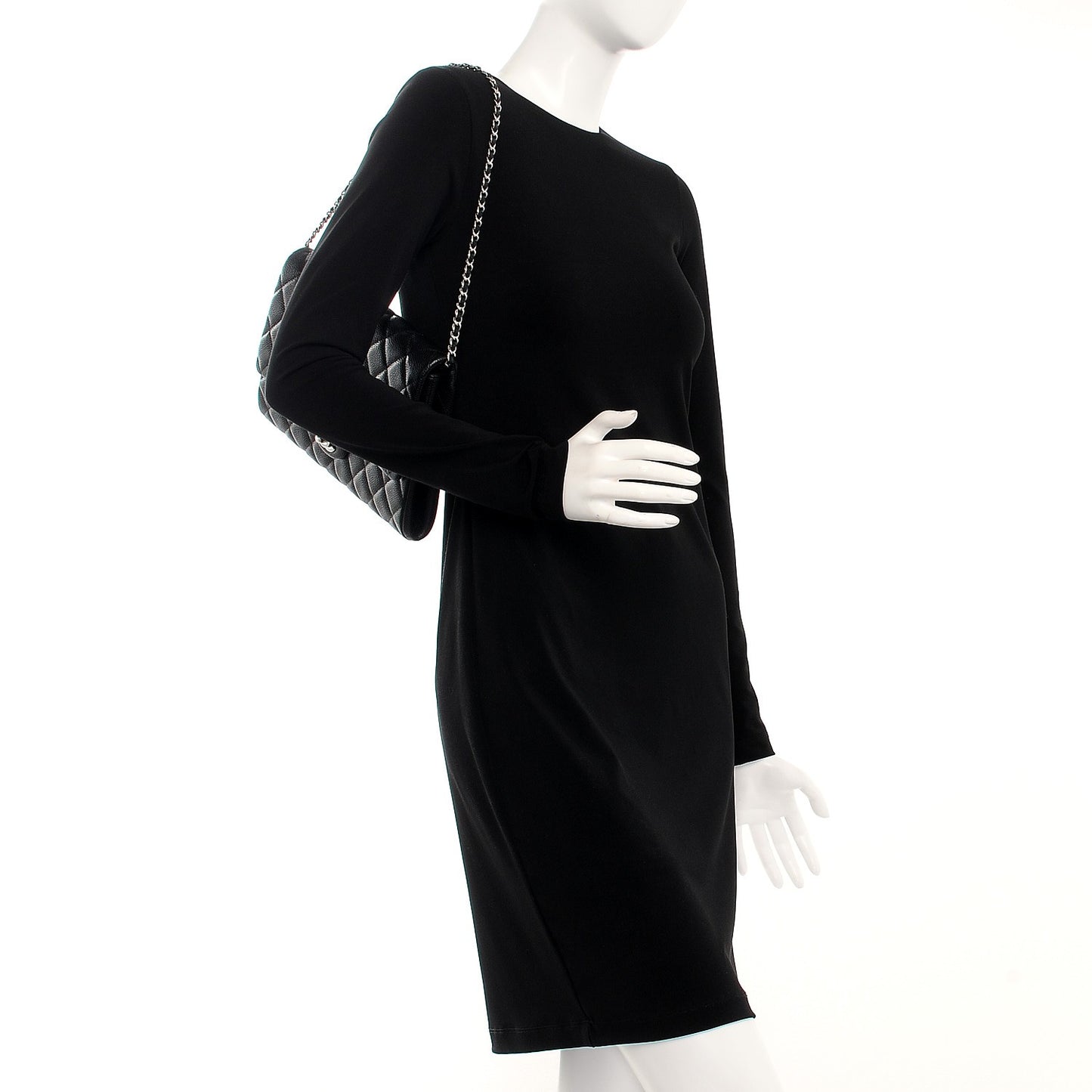 Caviar Quilted Clutch With Chain Flap Black