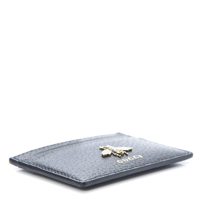 Gucci Pebbled Calfskin Animalier Card Holder Black 4 of 7