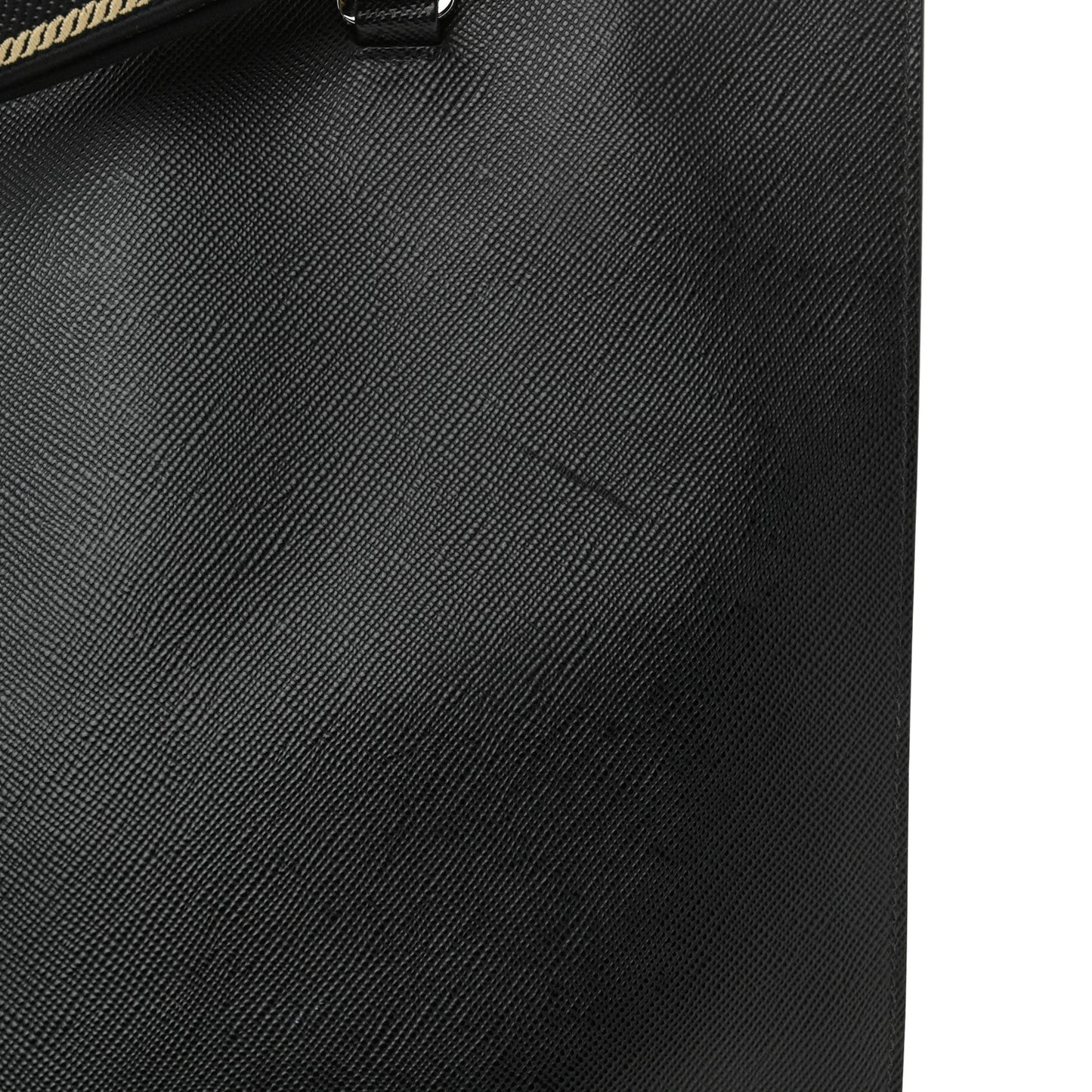 Saffiano Cuir Triangle Logo Embossed Vertical Tote Black