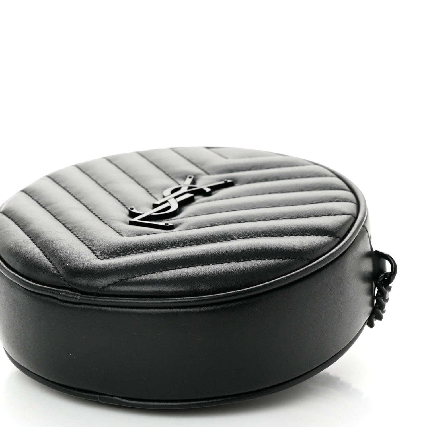 Saint Laurent Calfskin Matelasse Chevron Round Vinyle Camera Bag Black 10 of 10