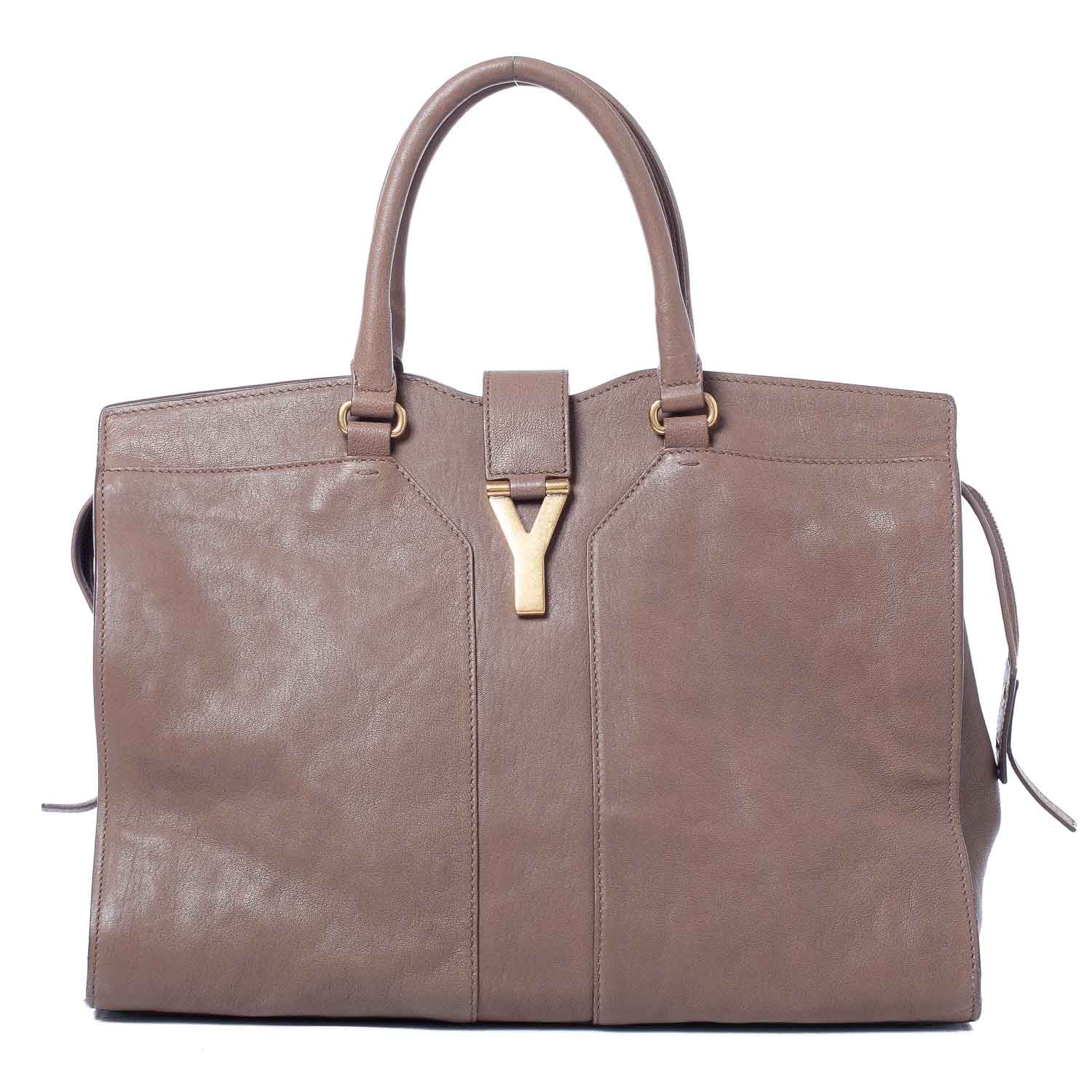 Saint Laurent Leather Large Cabas ChYc Taupe 1 of 9