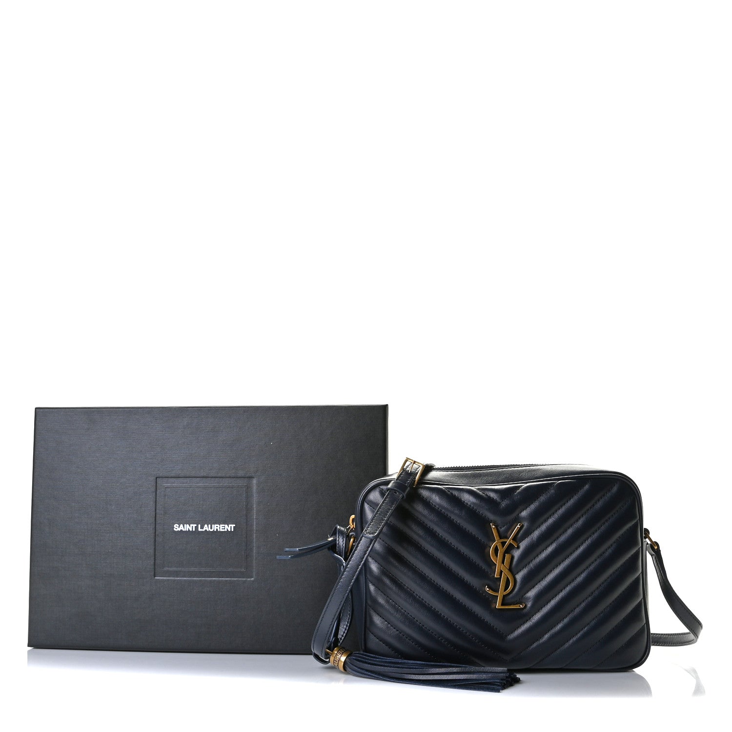 Saint Laurent Calfskin Matelasse Monogram Lou Camera Bag Deep Marine 10 of 10