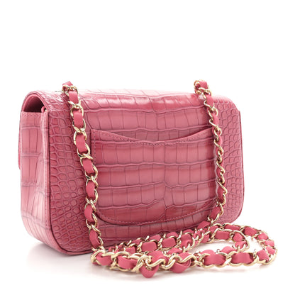 Chanel Shiny Alligator Mini Rectangular Flap Pink 3 of 12