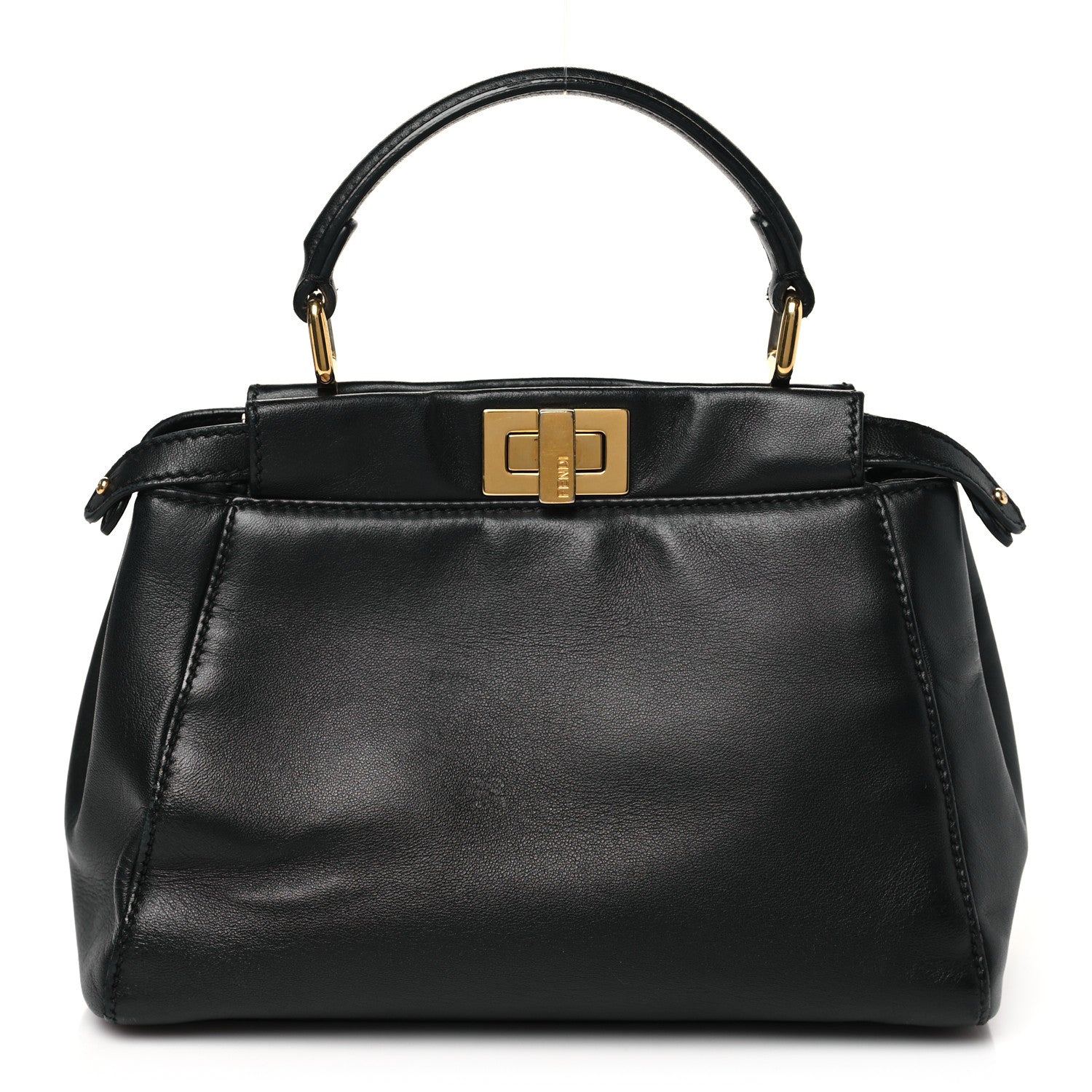 Fendi Nappa Mini Peekaboo Iconic Satchel Black 1 of 12