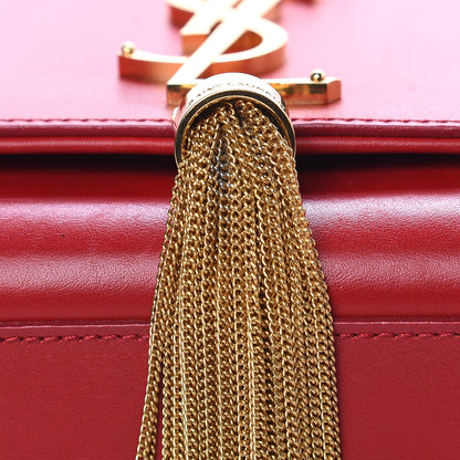 Saint Laurent Smooth Calfskin Medium Classic Monogram Kate Tassel Satchel Lipstick Red 12 of 14