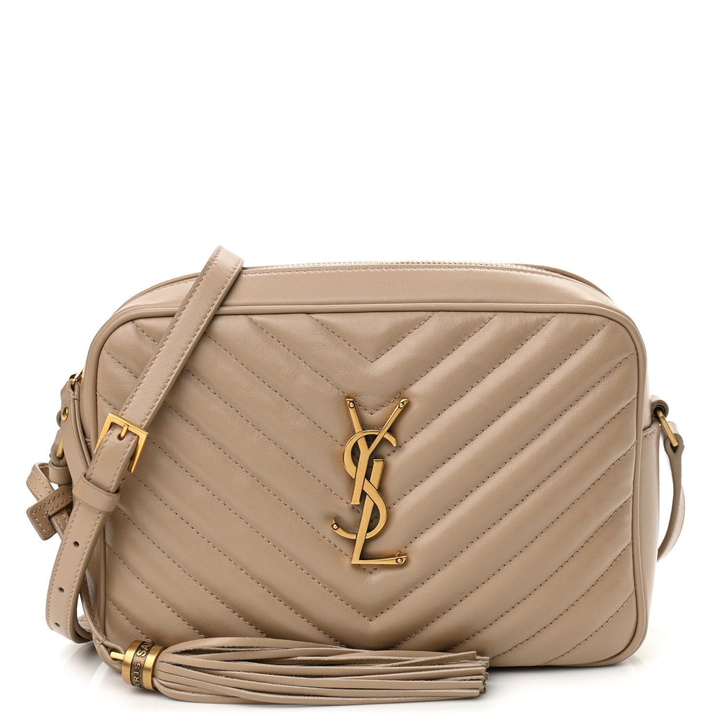 Saint Laurent Calfskin Matelasse Monogram Lou Camera Bag Dark Beige 1 of 13