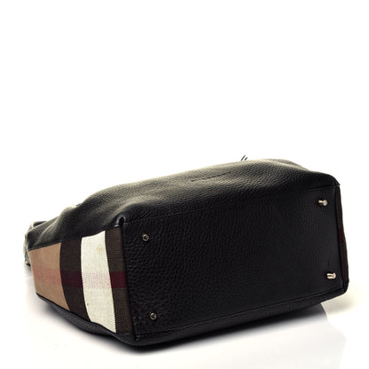 Burberry Grainy Calfskin House Check Medium Maidstone Black 4 of 10