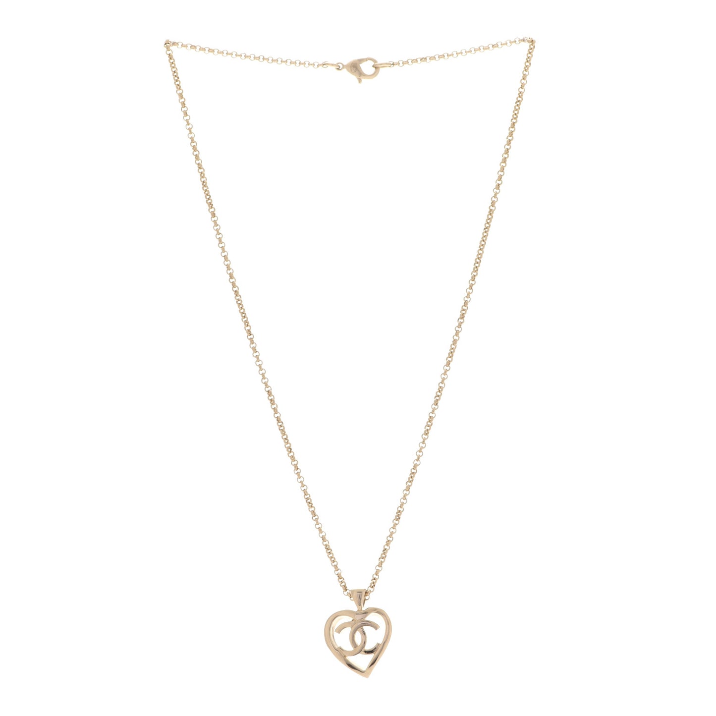 CC Heart Chain Pendant Necklace Gold