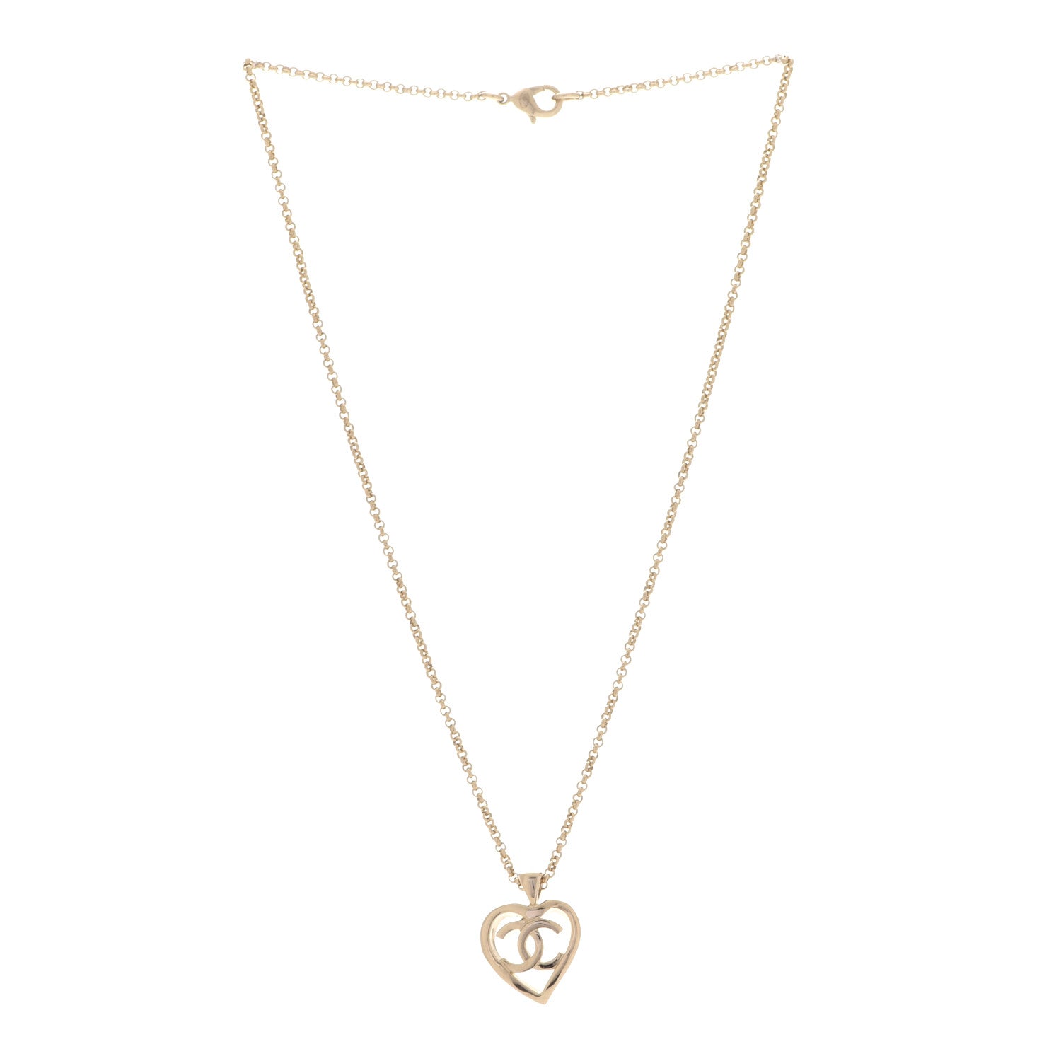 Chanel CC Heart Chain Pendant Necklace Gold 3 of 6