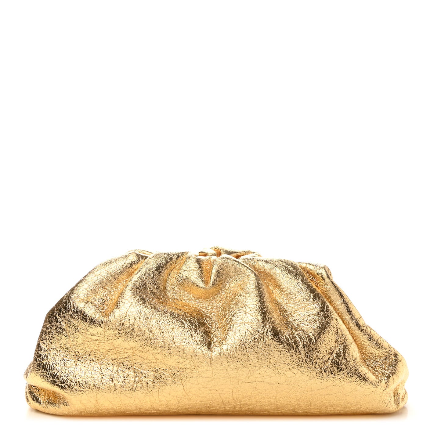 Metallic Crinkled Lambskin The Pouch Oversized Clutch Oro