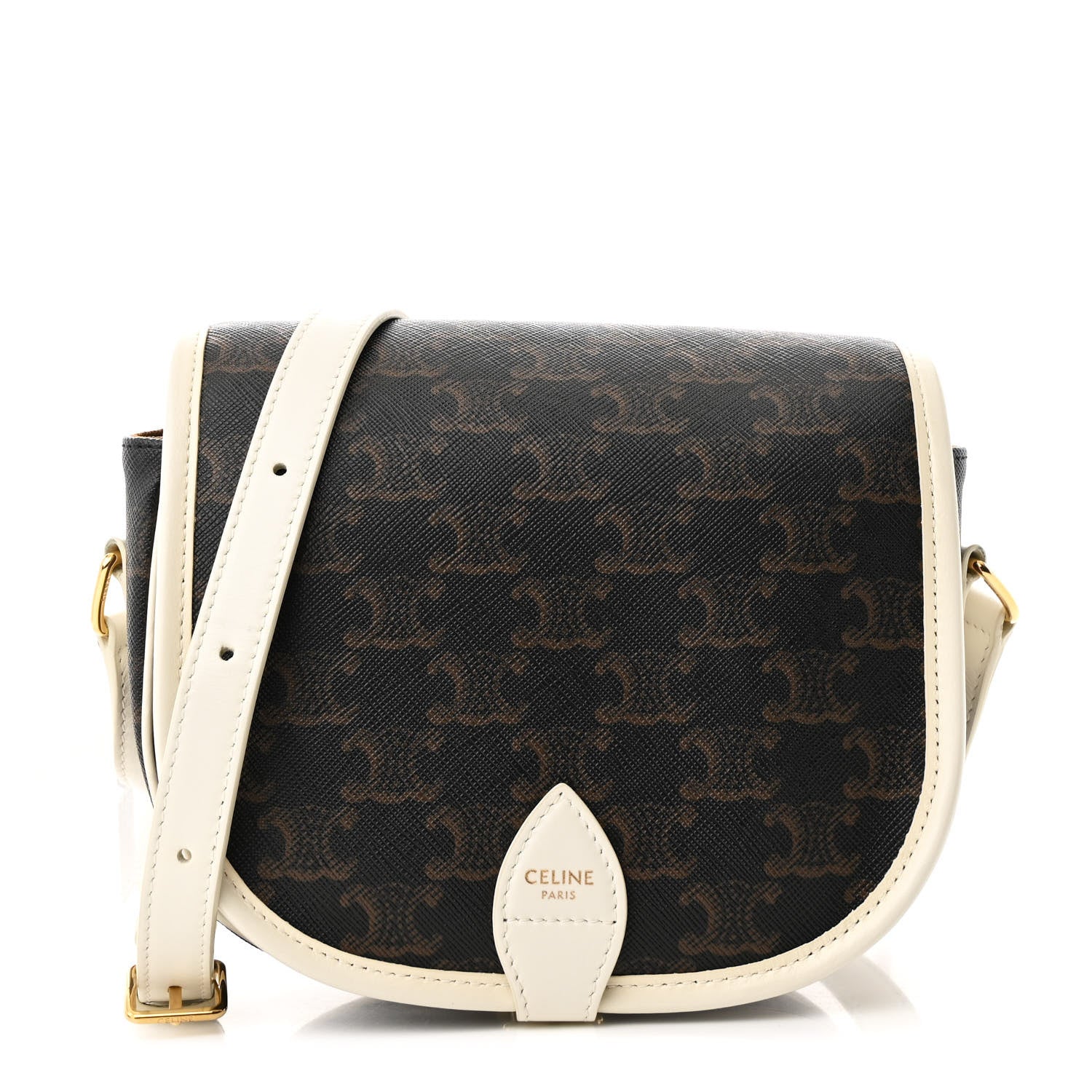 Celine Triomphe Canvas Medium Folco Bag White 1 of 12