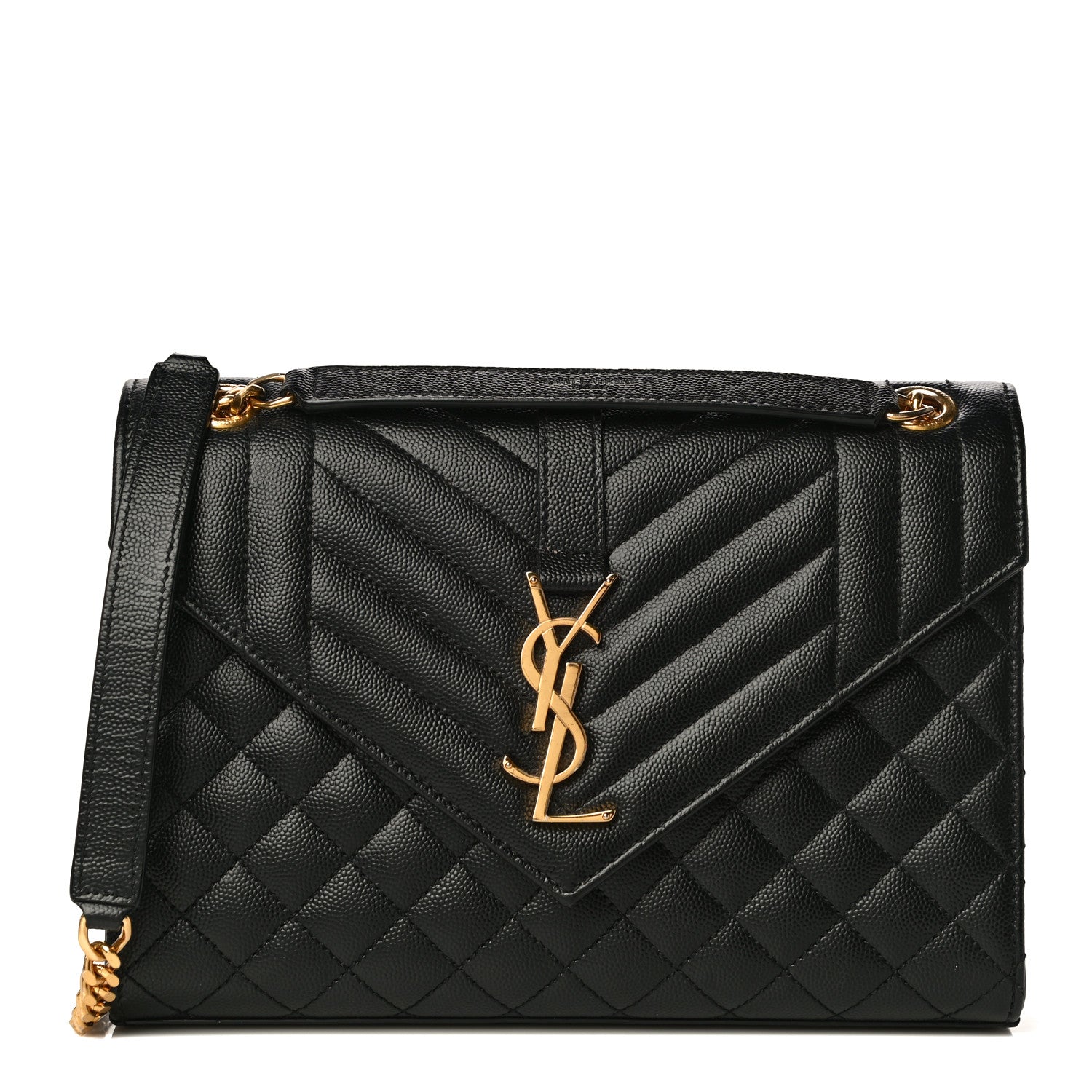 Saint Laurent Grain De Poudre Textured Mixed Matelasse Triquilt Medium Monogram Satchel Black 1 of 11