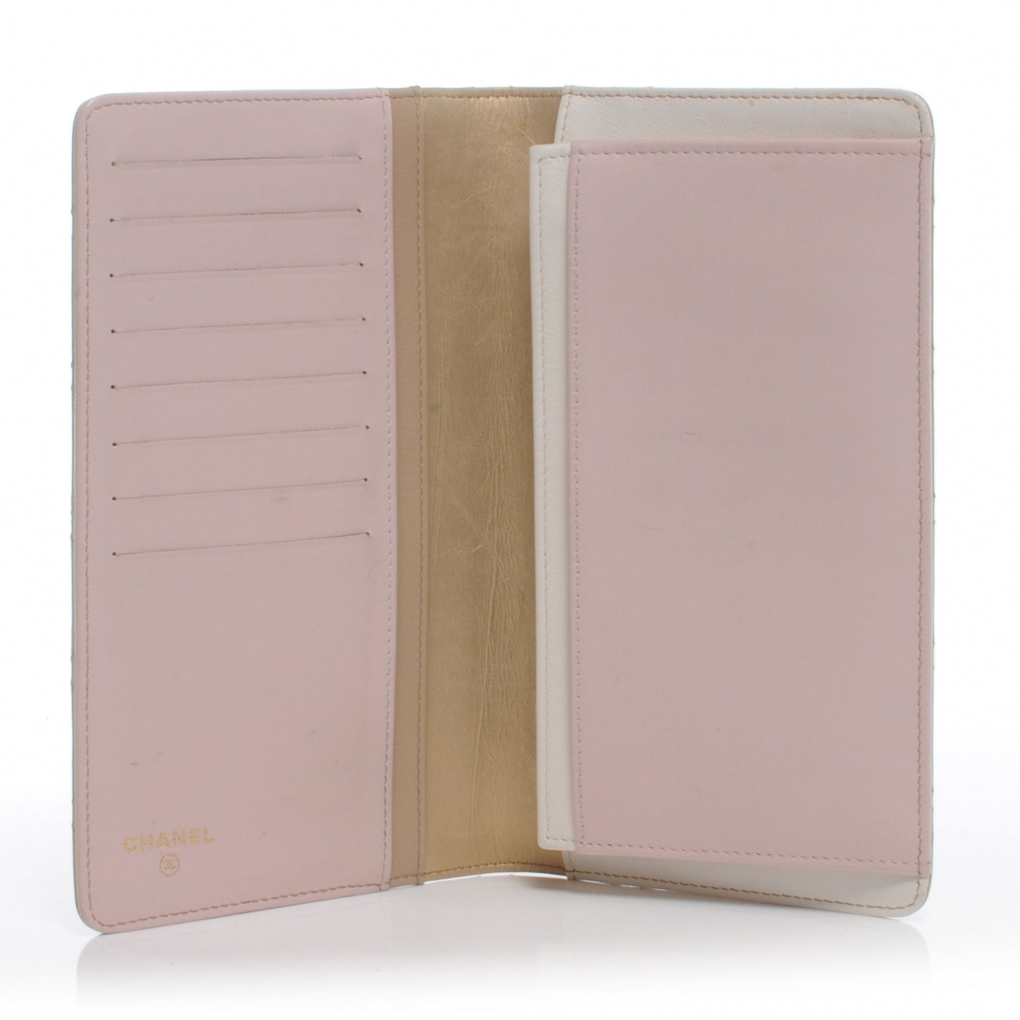 Leather Quilted Yen Wallet Gold