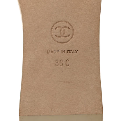 Chanel Lambskin Pearl Crystal CC Mules Sandals 38 Beige 8 of 9