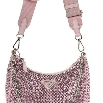 Prada Satin Crystal Re-Edition 2005 Shoulder Bag Alabastro 7 of 11