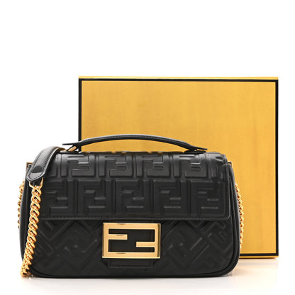 Fendi Nappa Small FF Embossed Midi Chain Baguette Black 11 of 11