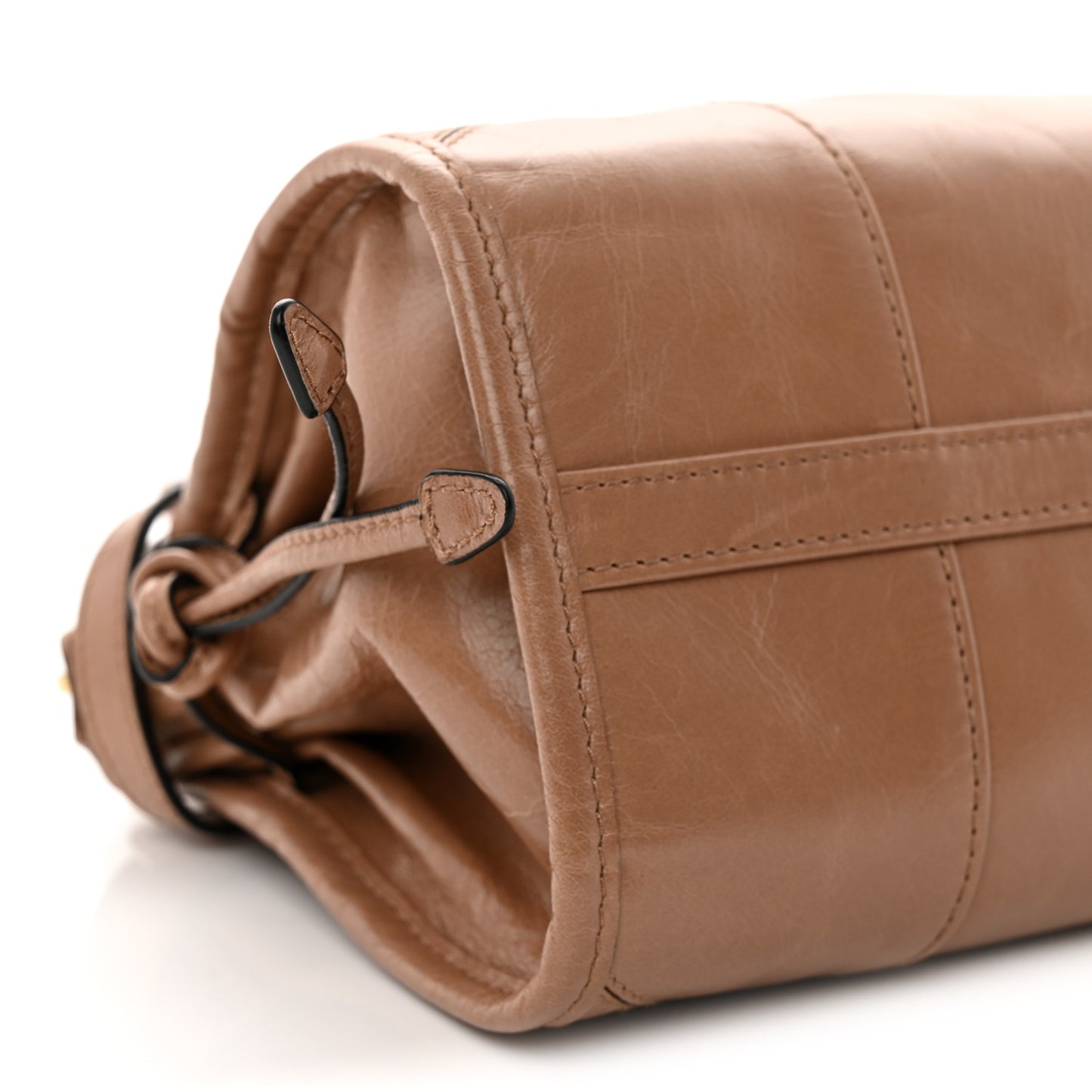Glossy Calfskin Triangle Small Bonnie Shoulder Bag Cameo