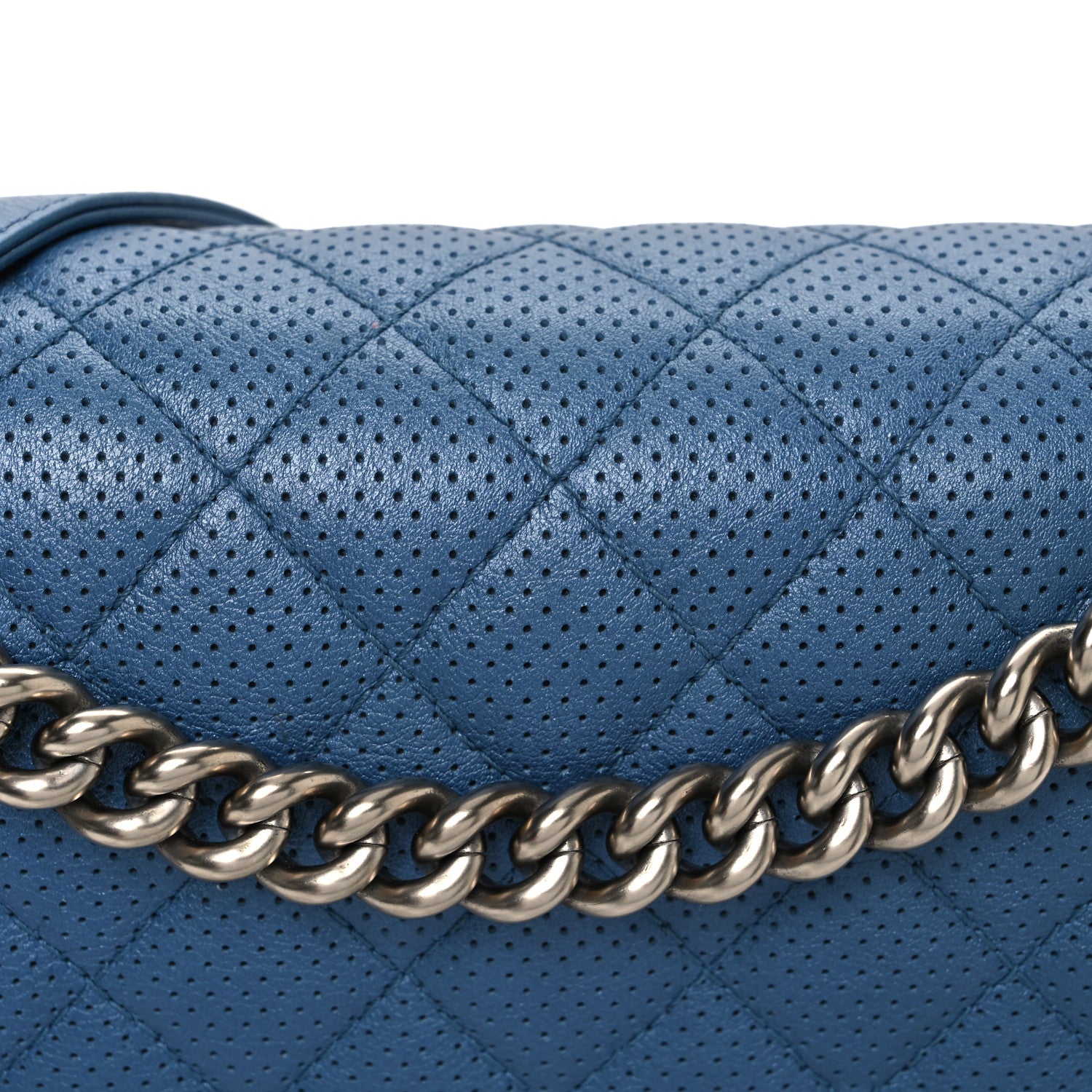 Chanel Perforated Lambskin Quilted New Medium Boy Flap Blue 8 of 13