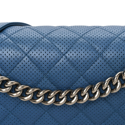 Chanel Perforated Lambskin Quilted New Medium Boy Flap Blue 8 of 13