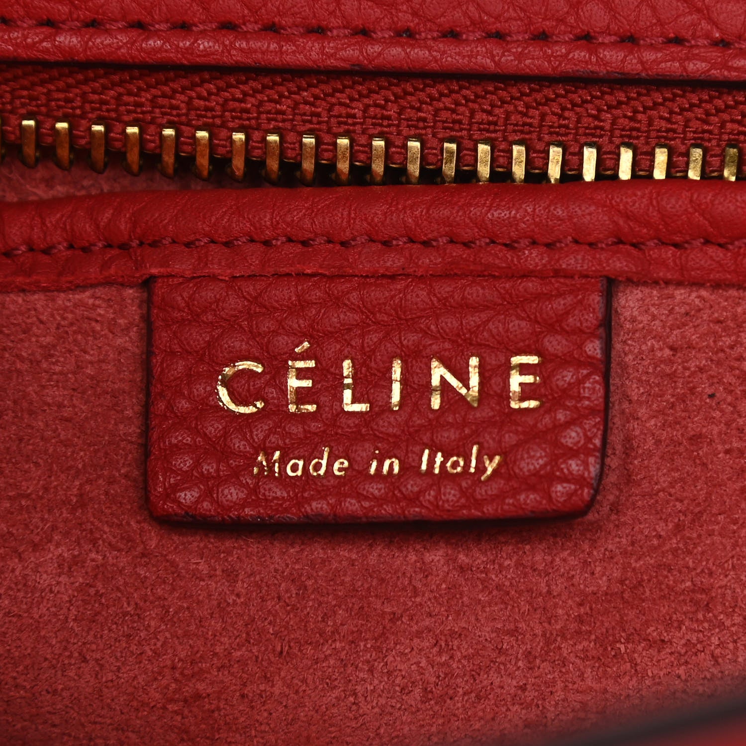 Celine Drummed Calfskin Nano Luggage Red 6 of 13