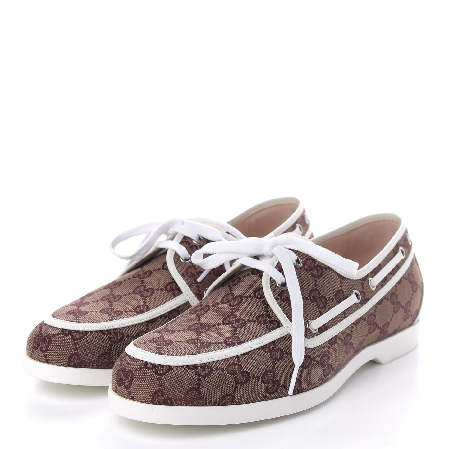 Monogram Mens Boat Shoes 9 Sahara Rubino White