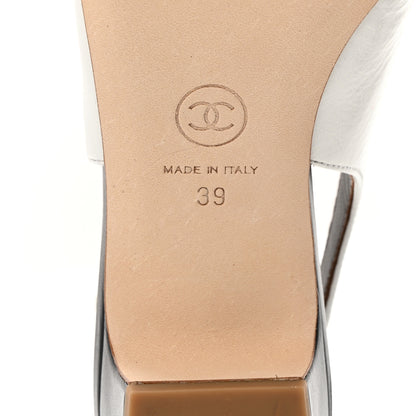Chanel Calfskin Cap Toe CC Slingback Pumps 39 White Dark Navy 8 of 8