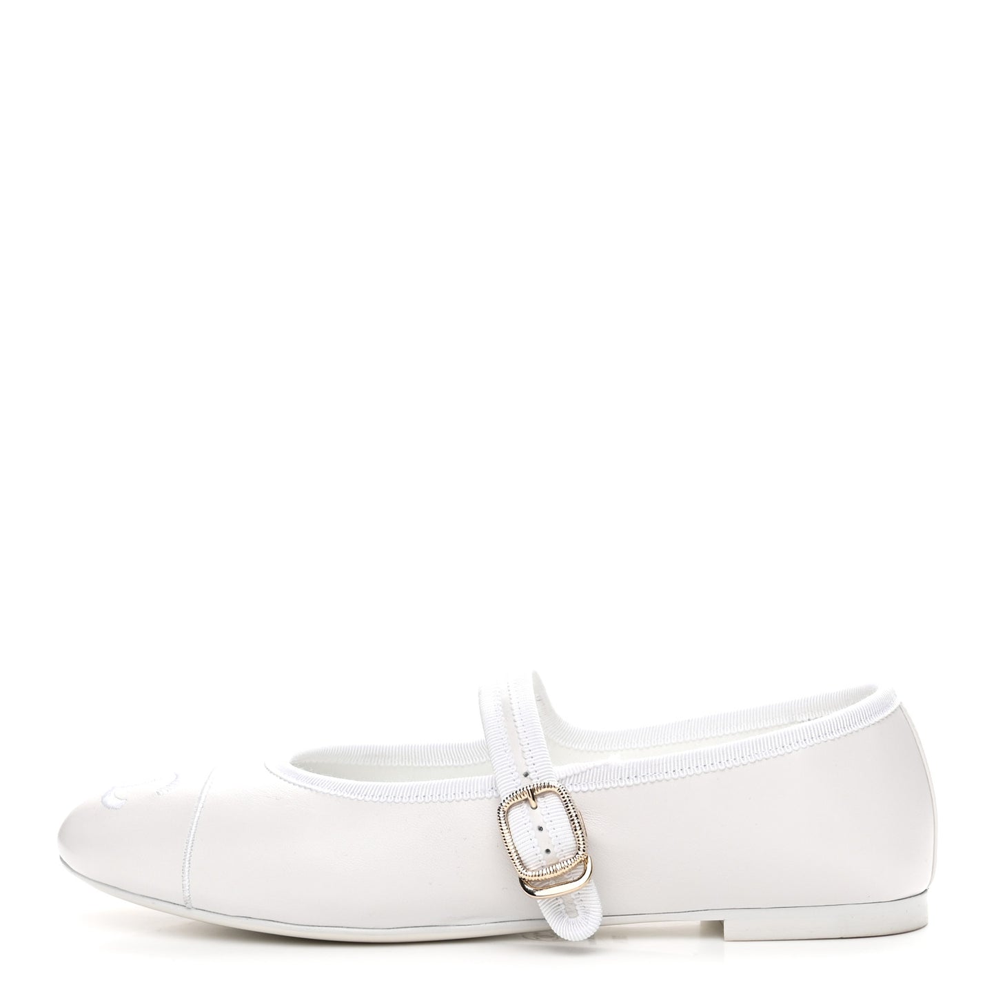Lambskin Mary Jane Flats 38.5 White