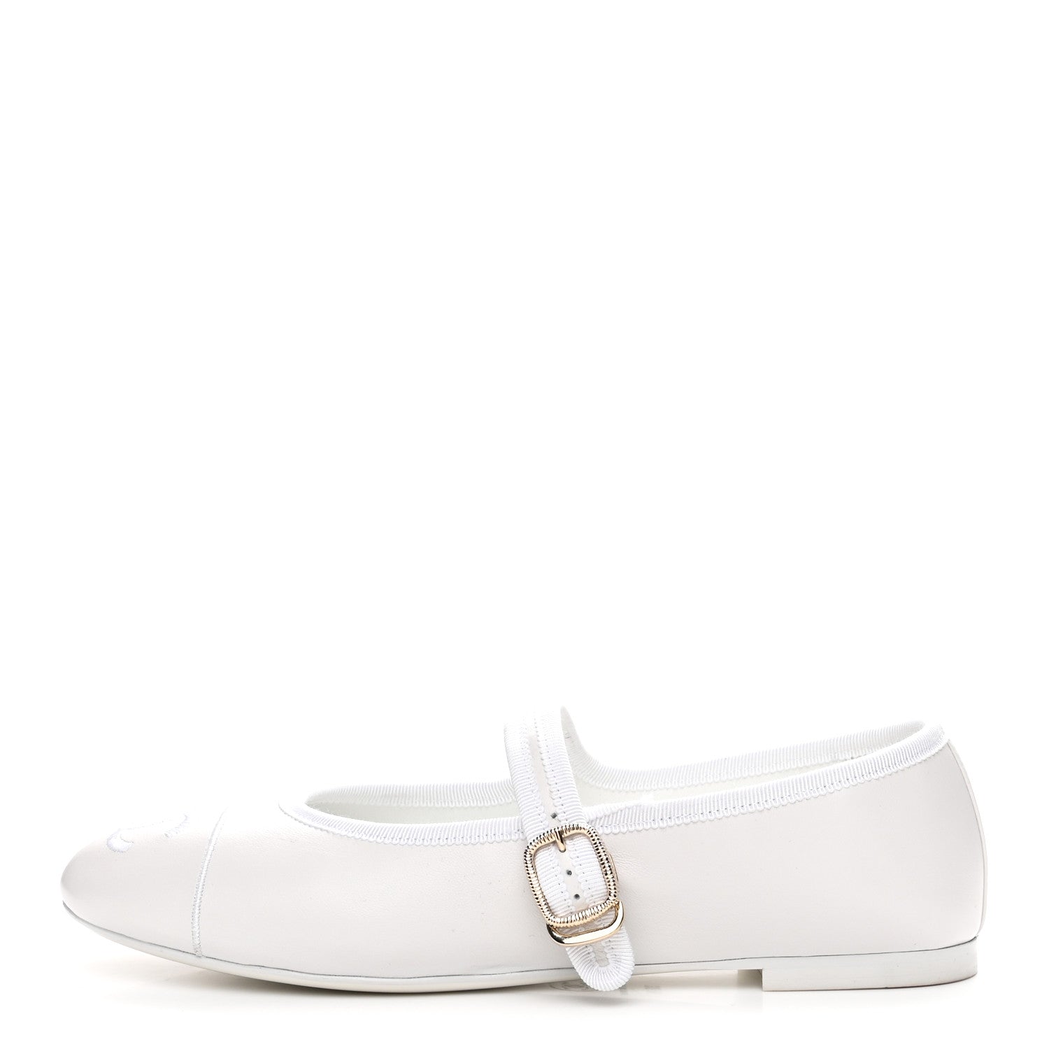 Chanel Lambskin Mary Jane Flats 38.5 White 1 of 10
