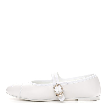 Chanel Lambskin Mary Jane Flats 38.5 White 1 of 10