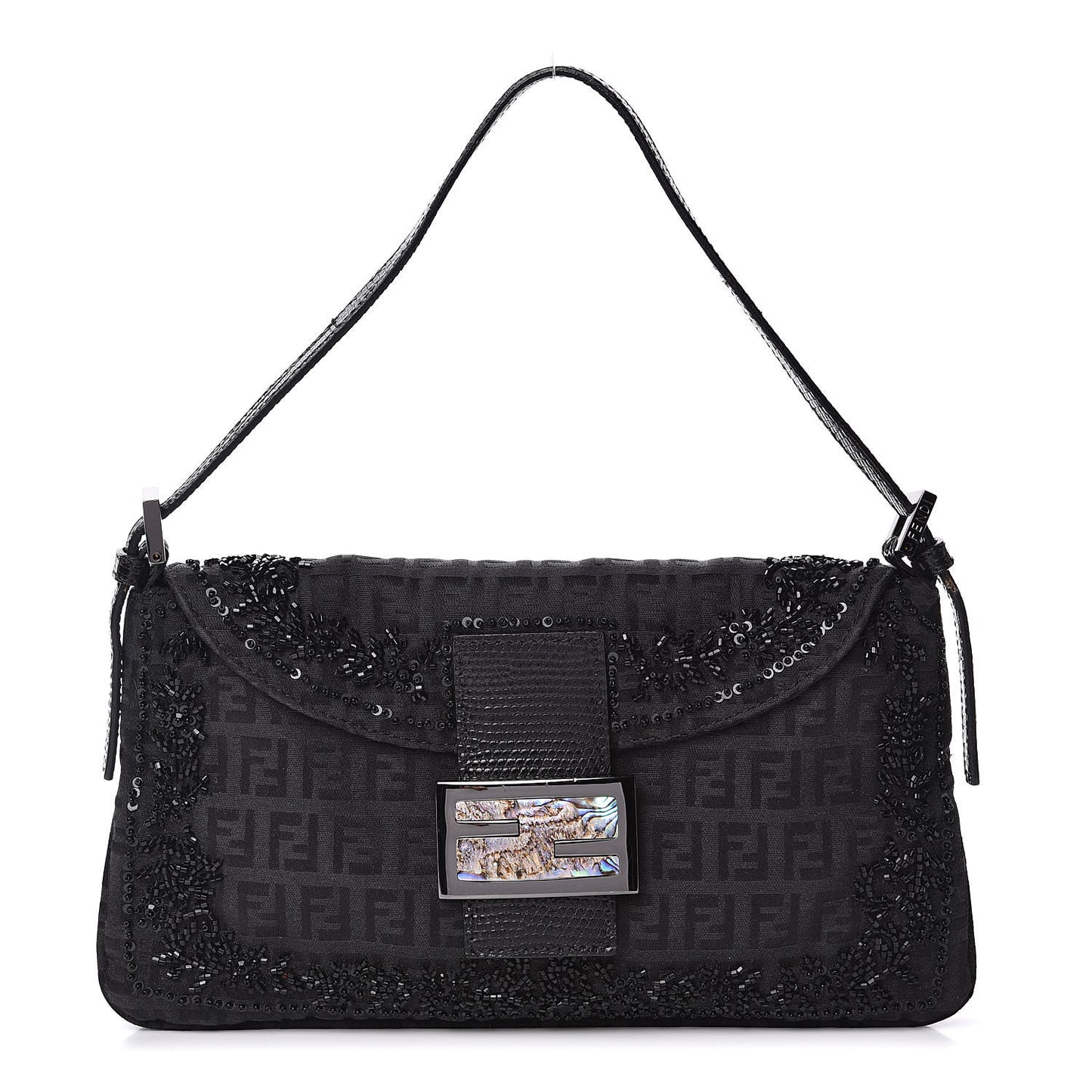 Zucchino Lizard Beaded Baguette Black