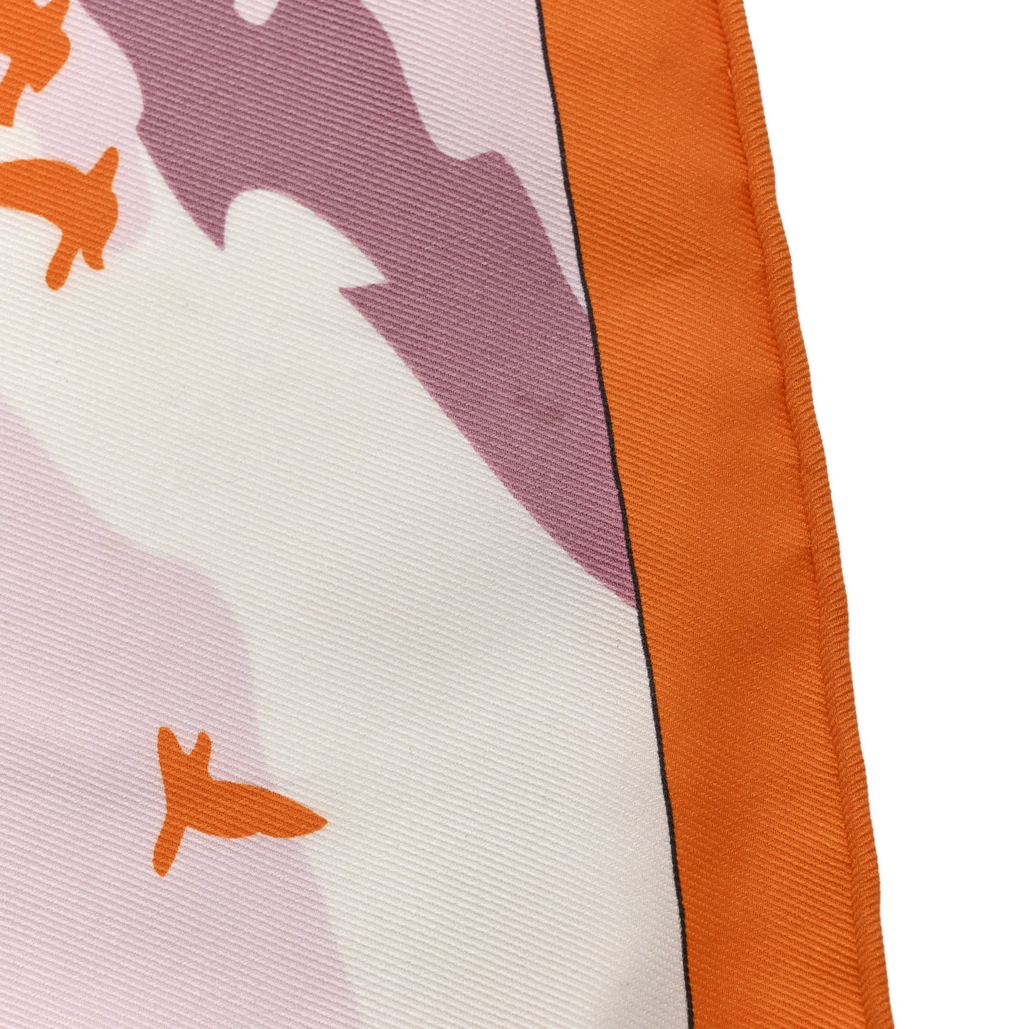 Silk Minuit Au Faubourg Scarf 70 Orange Gris Jaune