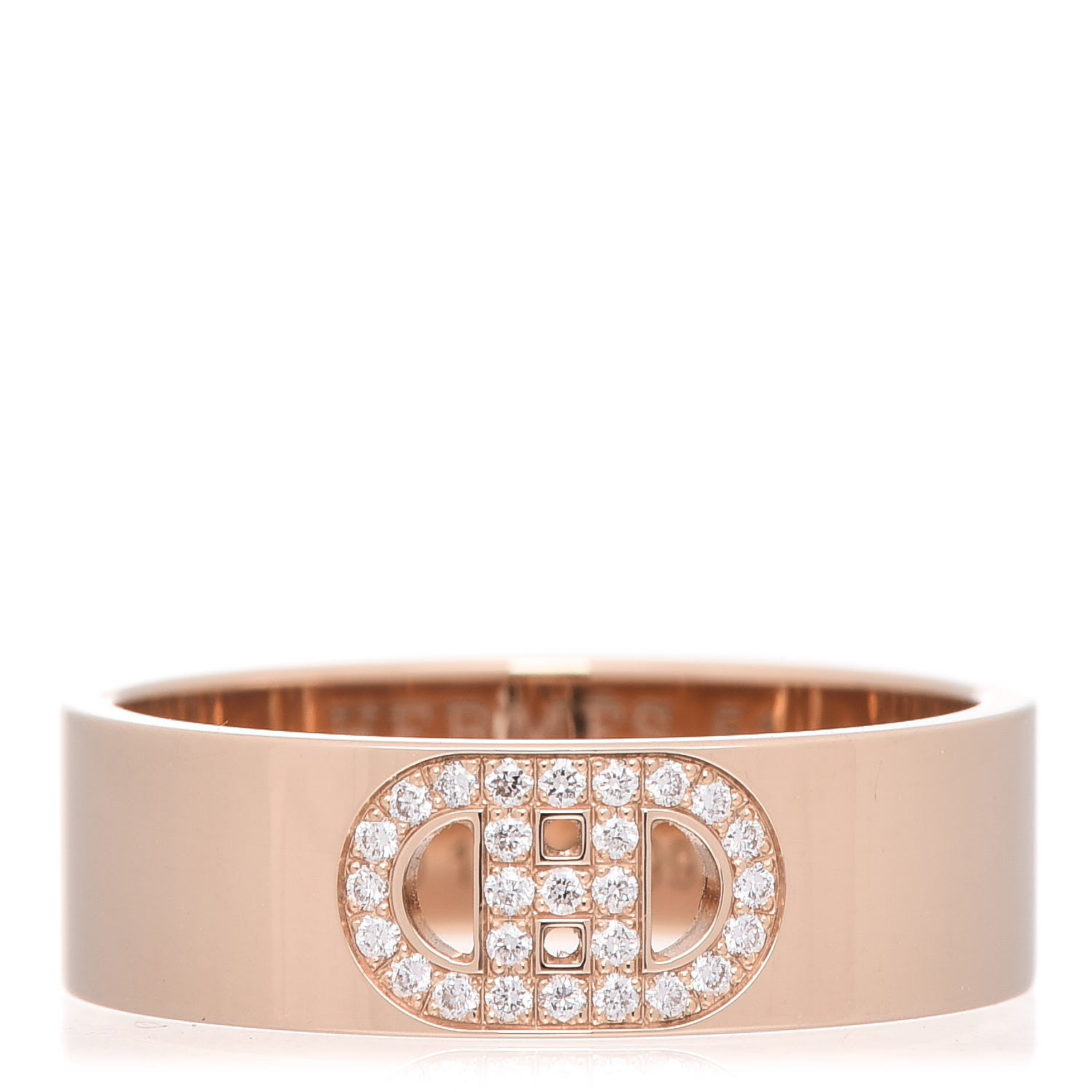 Hermes 18K Rose Gold Diamond PM H D'Ancre Ring 51 5.75 1 of 4