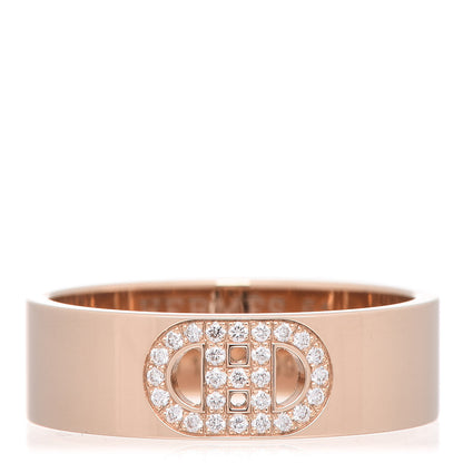 Hermes 18K Rose Gold Diamond PM H D'Ancre Ring 51 5.75 1 of 4