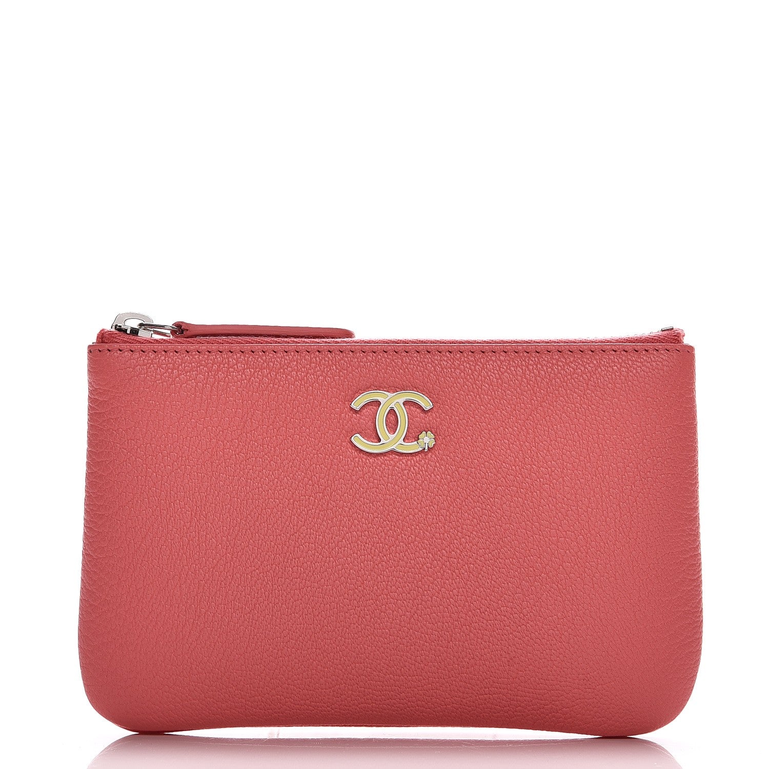 Chanel Goatskin Small CC Clover Cosmetic Case Corail 1 of 8
