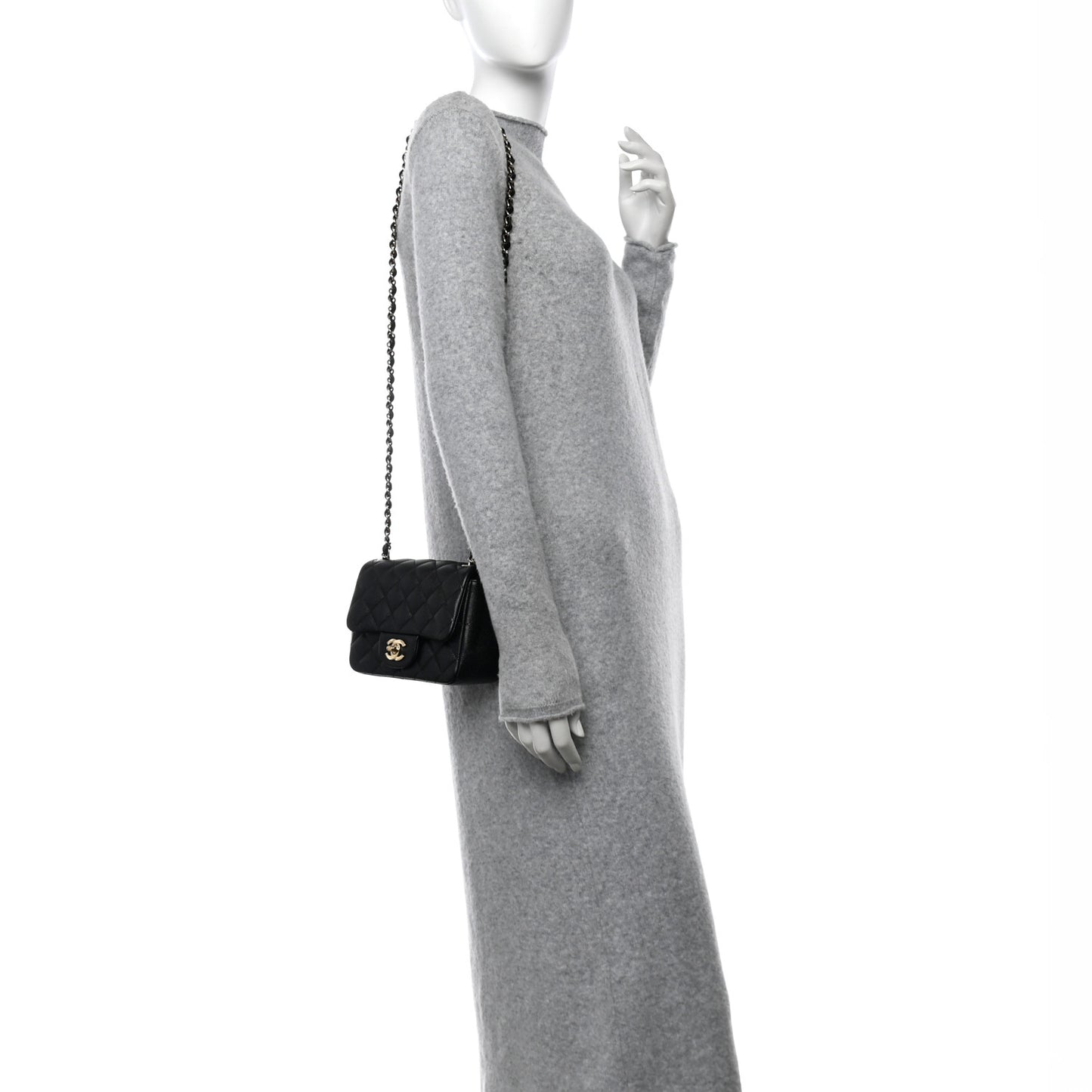 Caviar Quilted Mini Square Flap Black