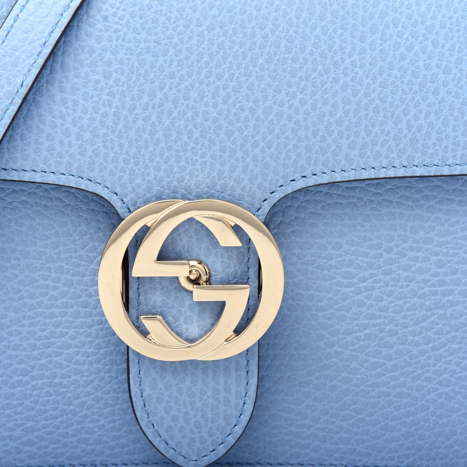 Gucci Dollar Calfskin Small Interlocking G Shoulder Bag Mineral Blue 10 of 11