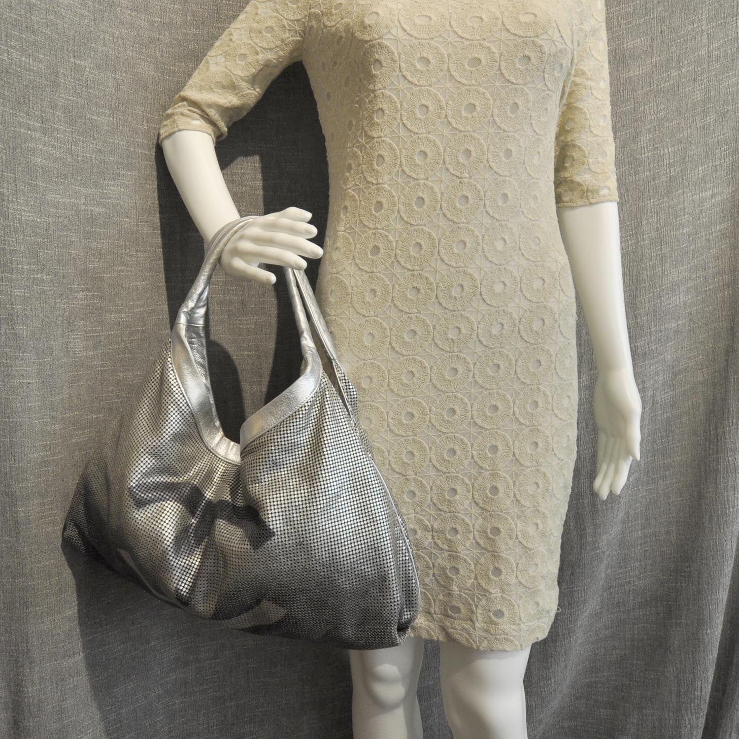 Chanel Metallic Perforated Lambskin Hollywood Hobo Silver 3 of 12