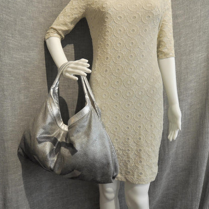 Chanel Metallic Perforated Lambskin Hollywood Hobo Silver 3 of 12