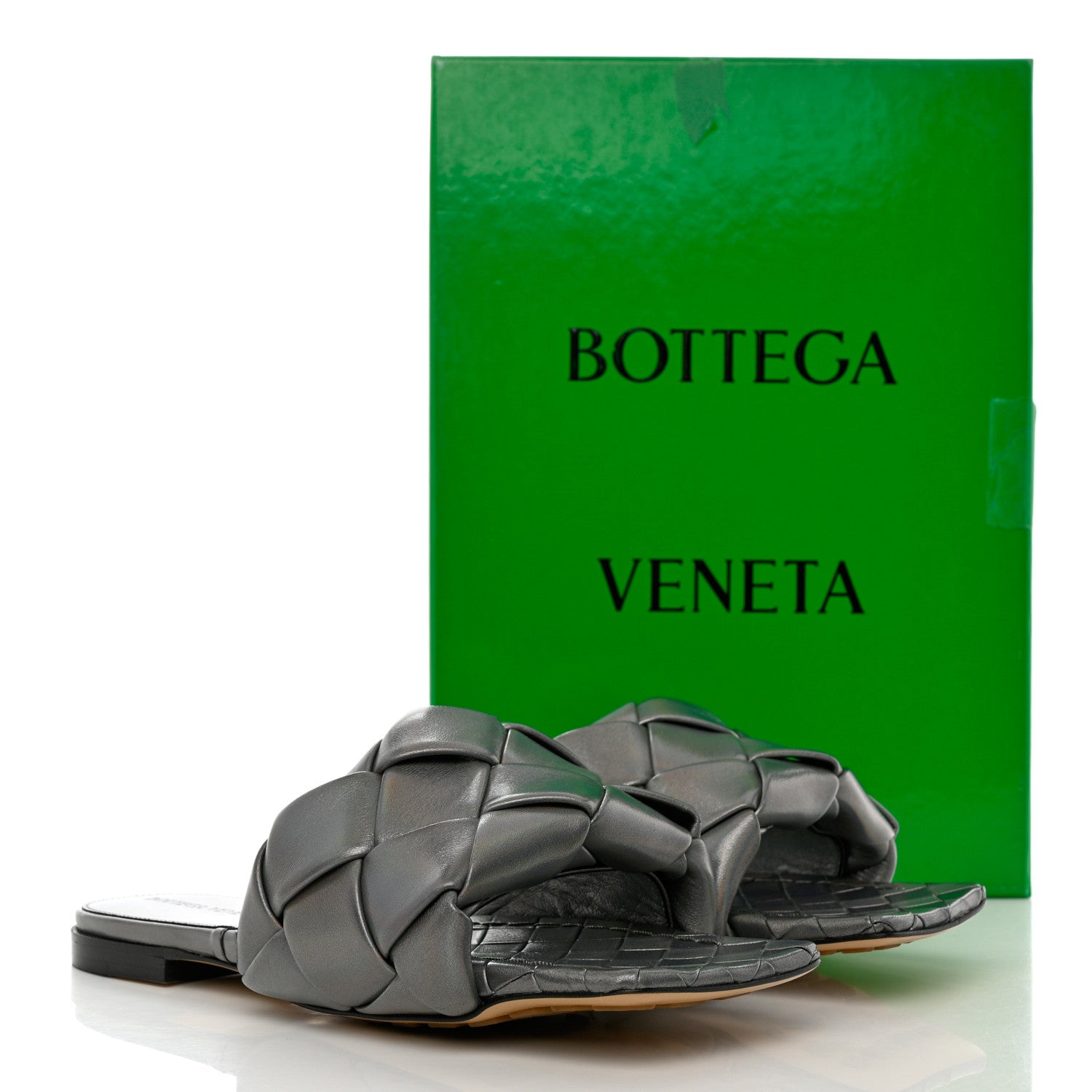 Bottega Veneta Laser Nappa Maxi Intrecciato Lido Flat Sandals 38 Oyster 8 of 8