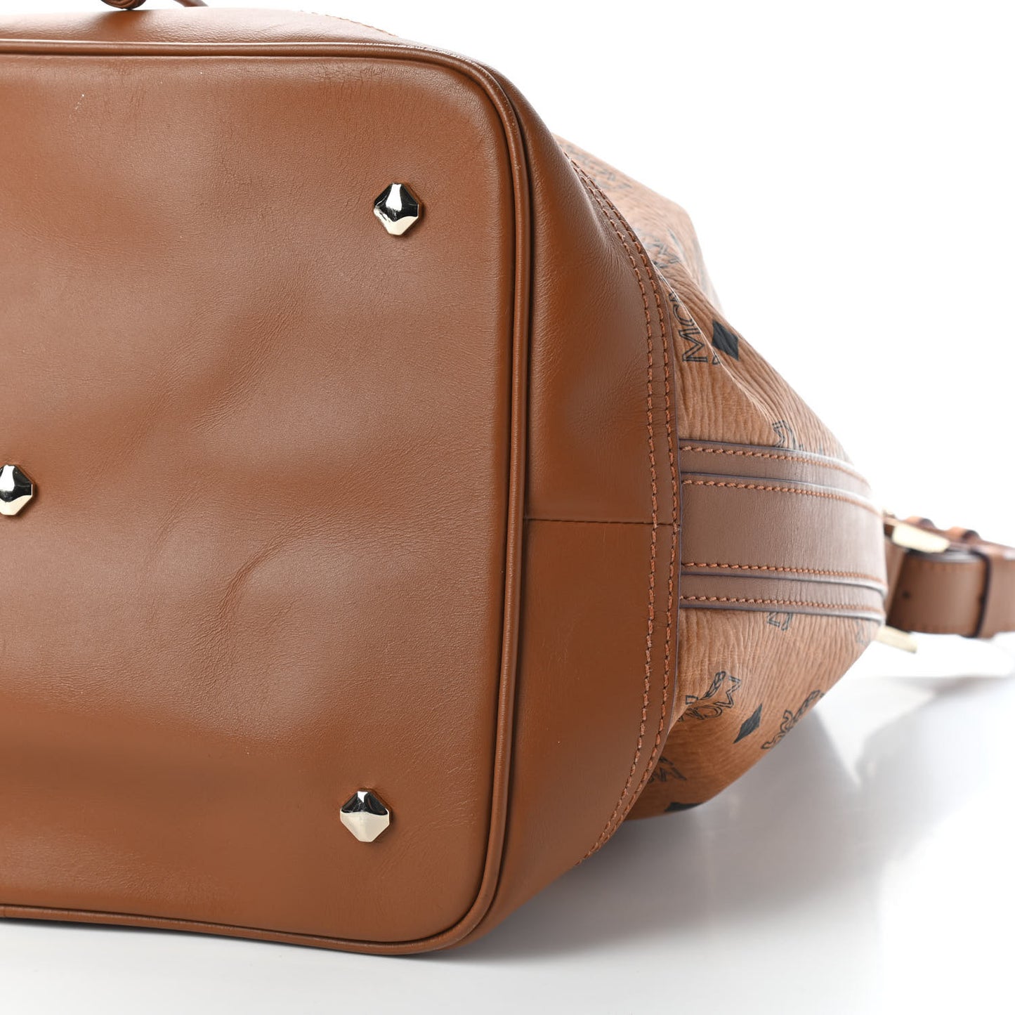 Visetos Small Heritage Drawstring Bucket Bag Cognac