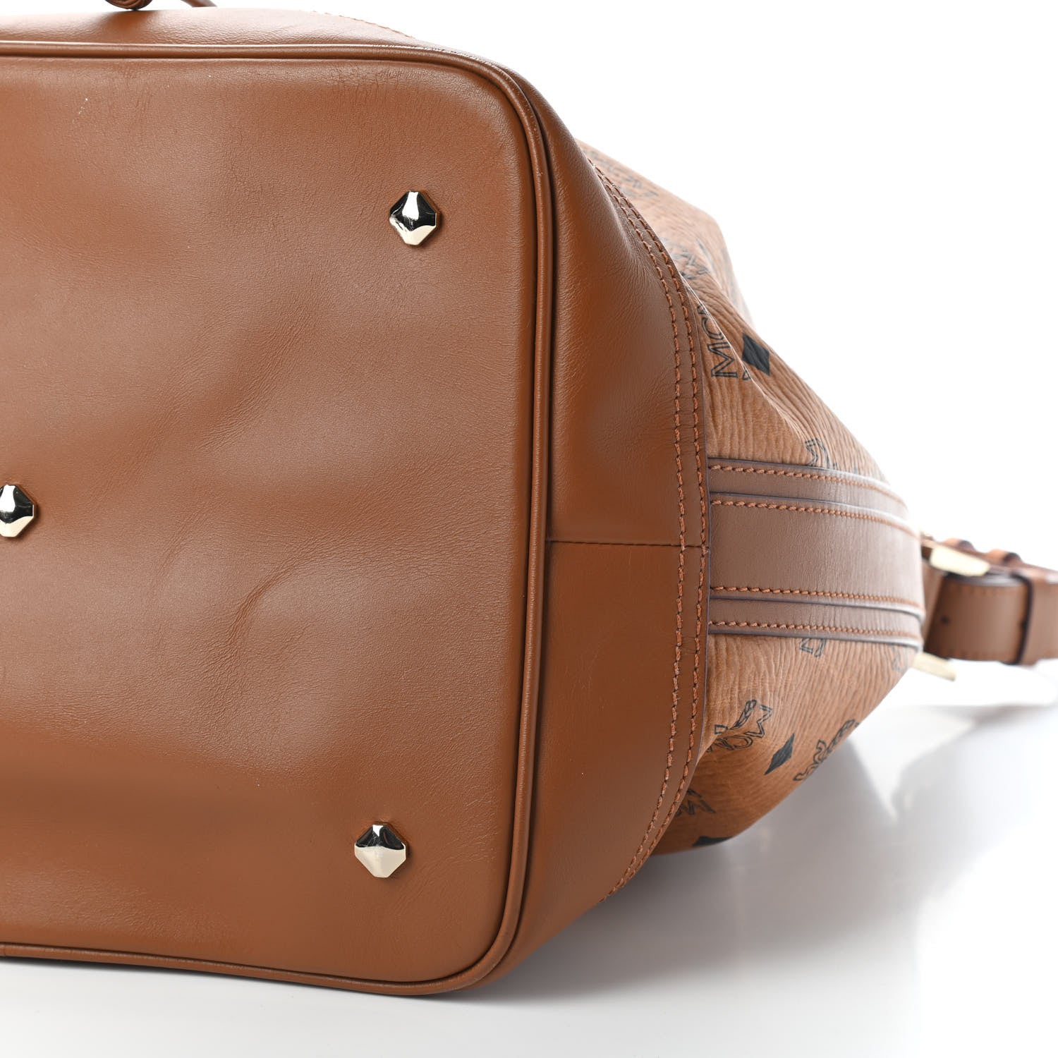 MCM Visetos Small Heritage Drawstring Bucket Bag Cognac 8 of 8