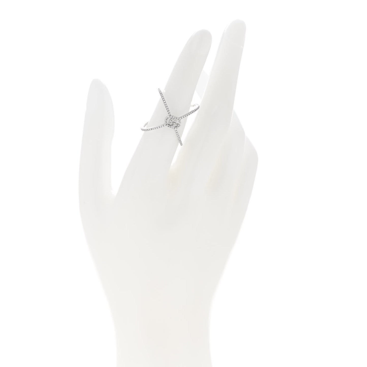 18K White Gold Diamond Running G Cross Ring 53 6.25