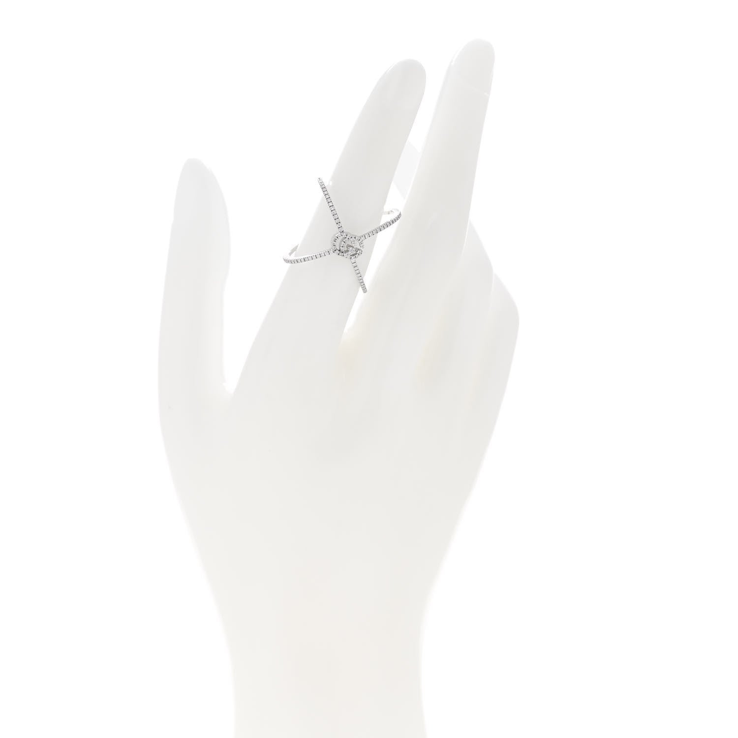 Gucci 18K White Gold Diamond Running G Cross Ring 53 6.25 2 of 4