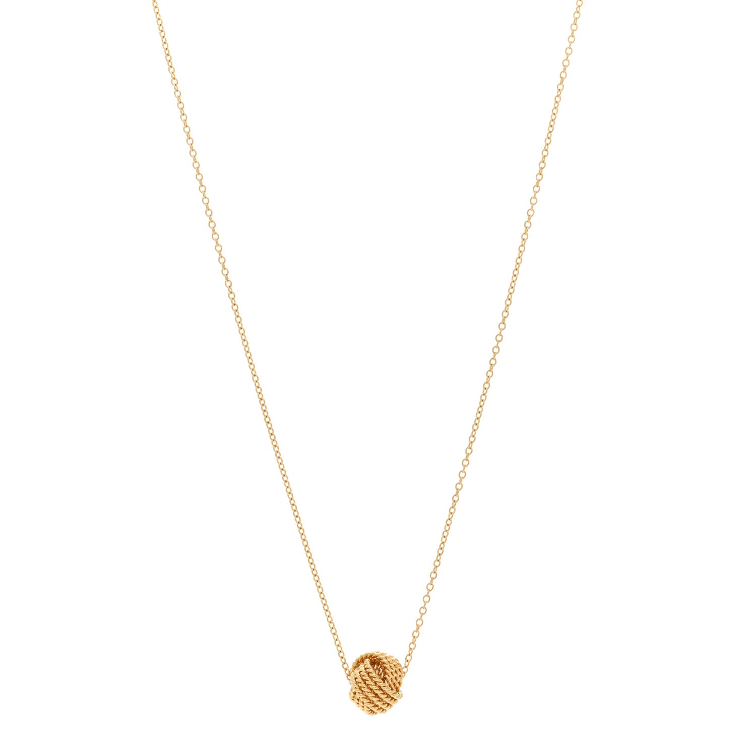 Tiffany 18K Yellow Gold Twist Knot Pendant Necklace 1 of 4