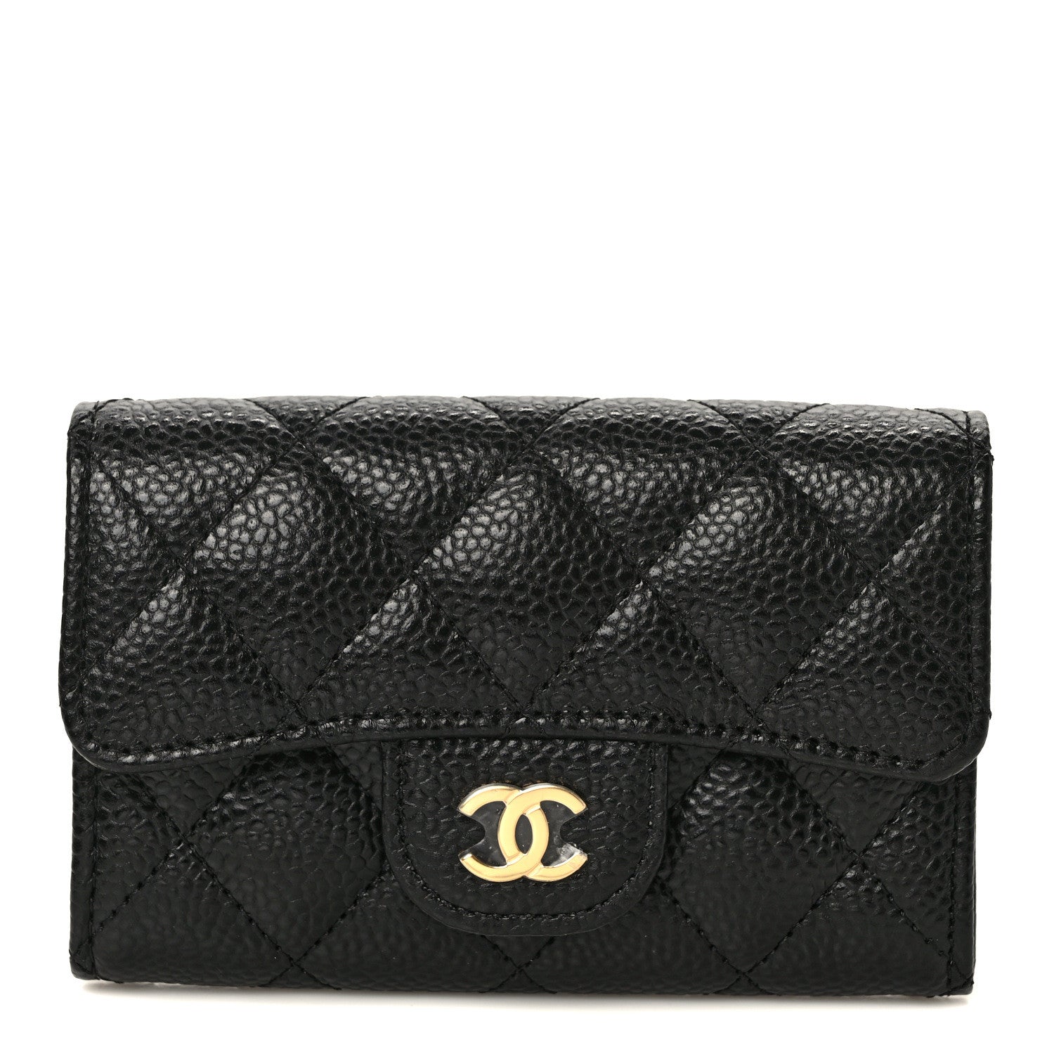 Chanel Caviar Quilted Flap Card Holder Wallet Black 1 of 8