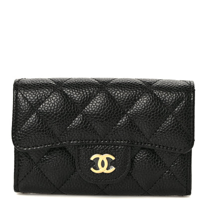 Chanel Caviar Quilted Flap Card Holder Wallet Black 1 of 8