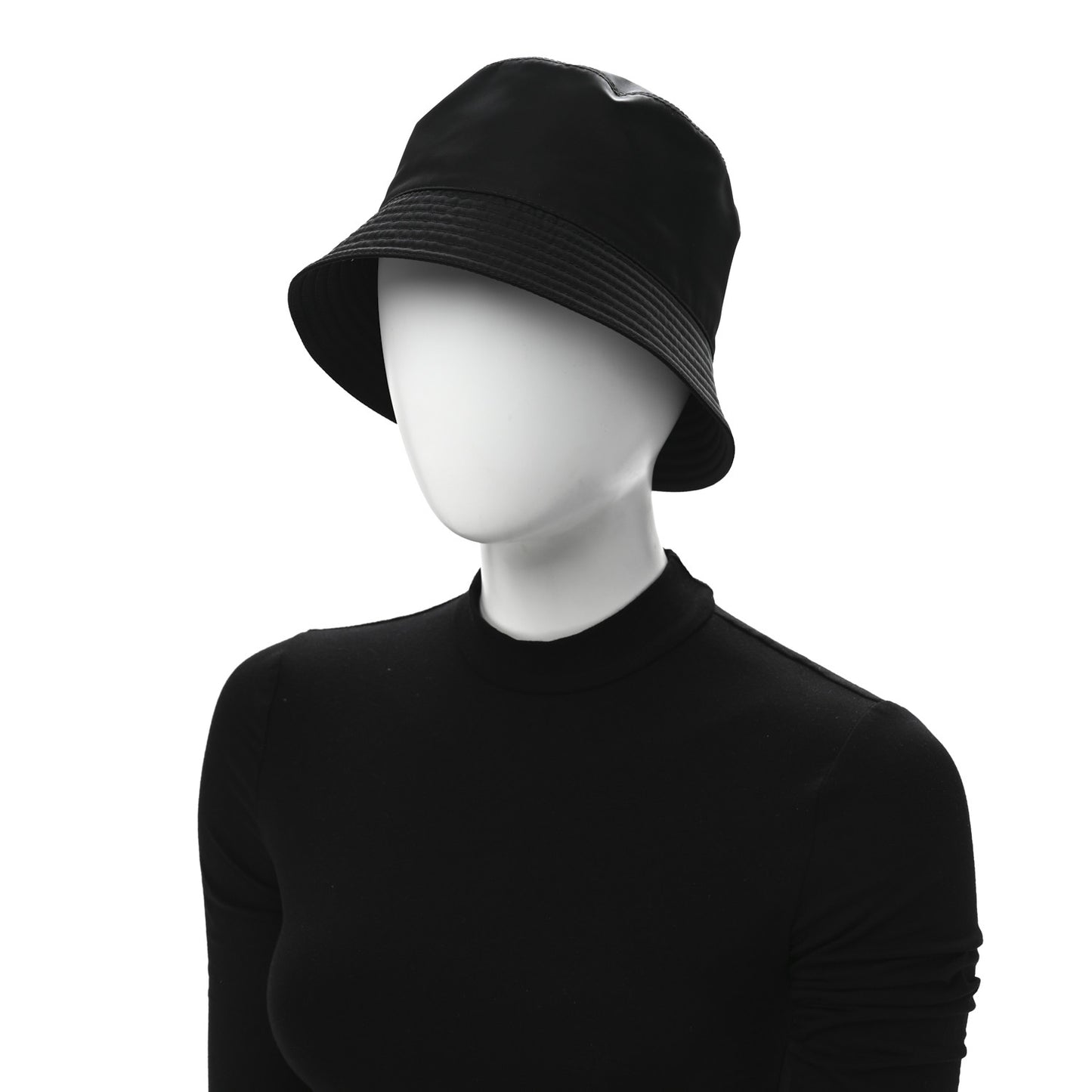 Re-Nylon Metal Triangle Logo Womens Bucket Hat L Black