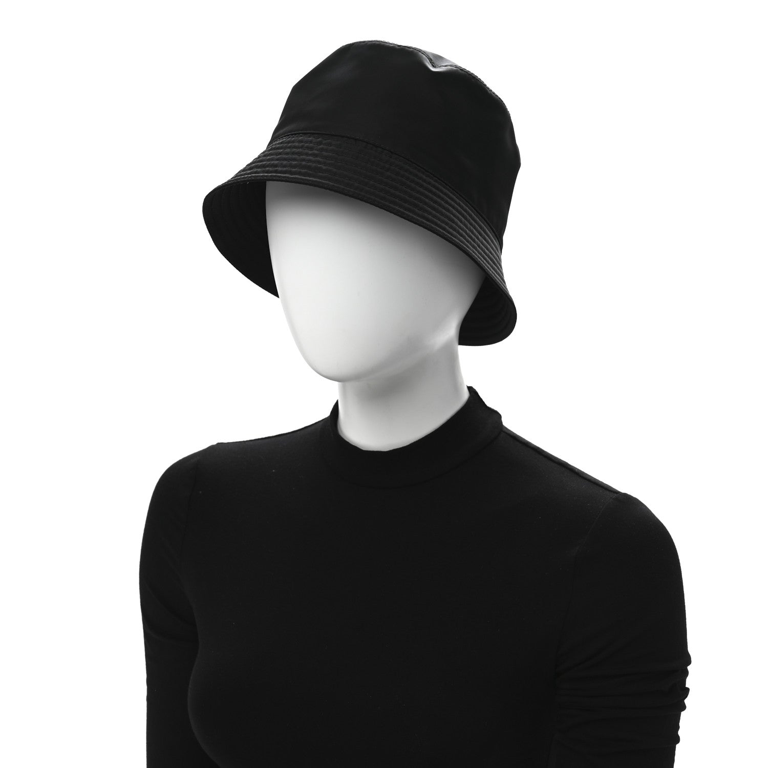 Prada Re-Nylon Metal Triangle Logo Womens Bucket Hat L Black 2 of 9