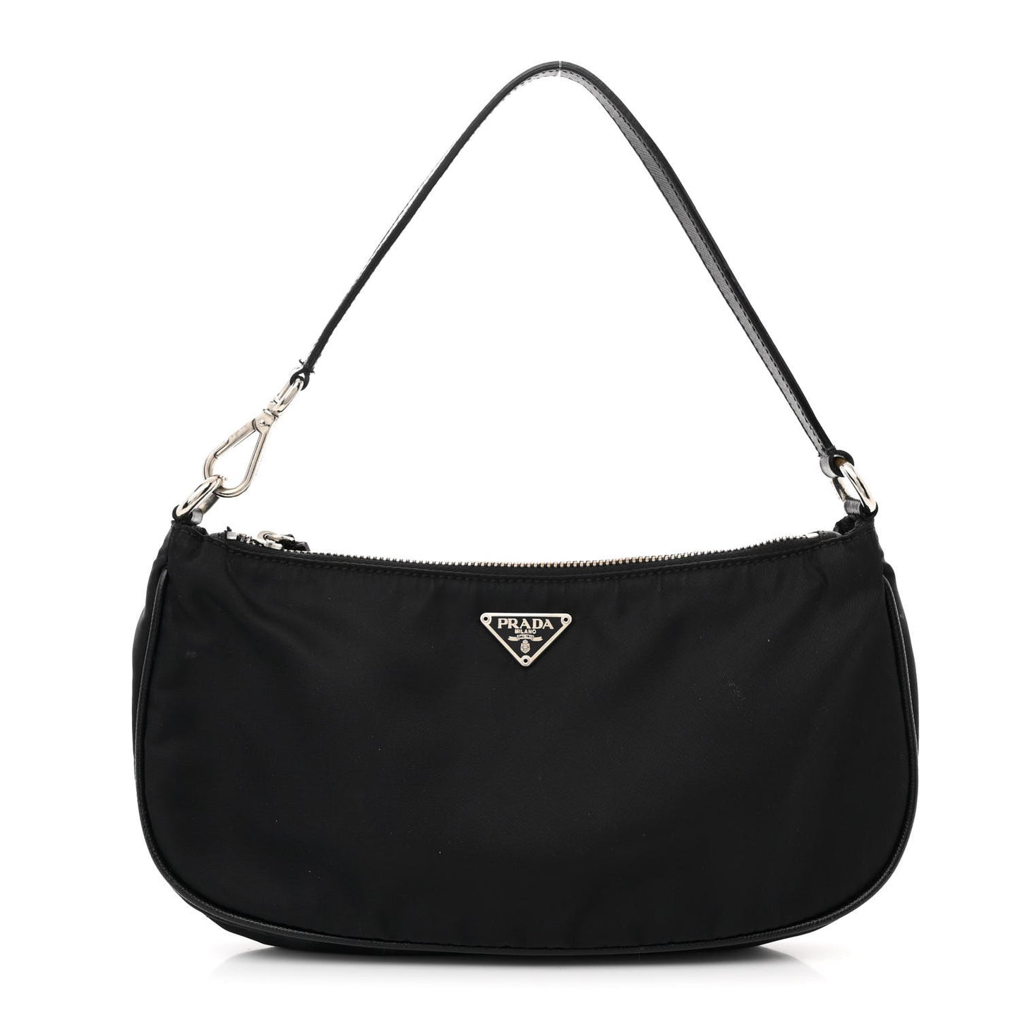 Tessuto Nylon Saffiano Barrel Pochette Black
