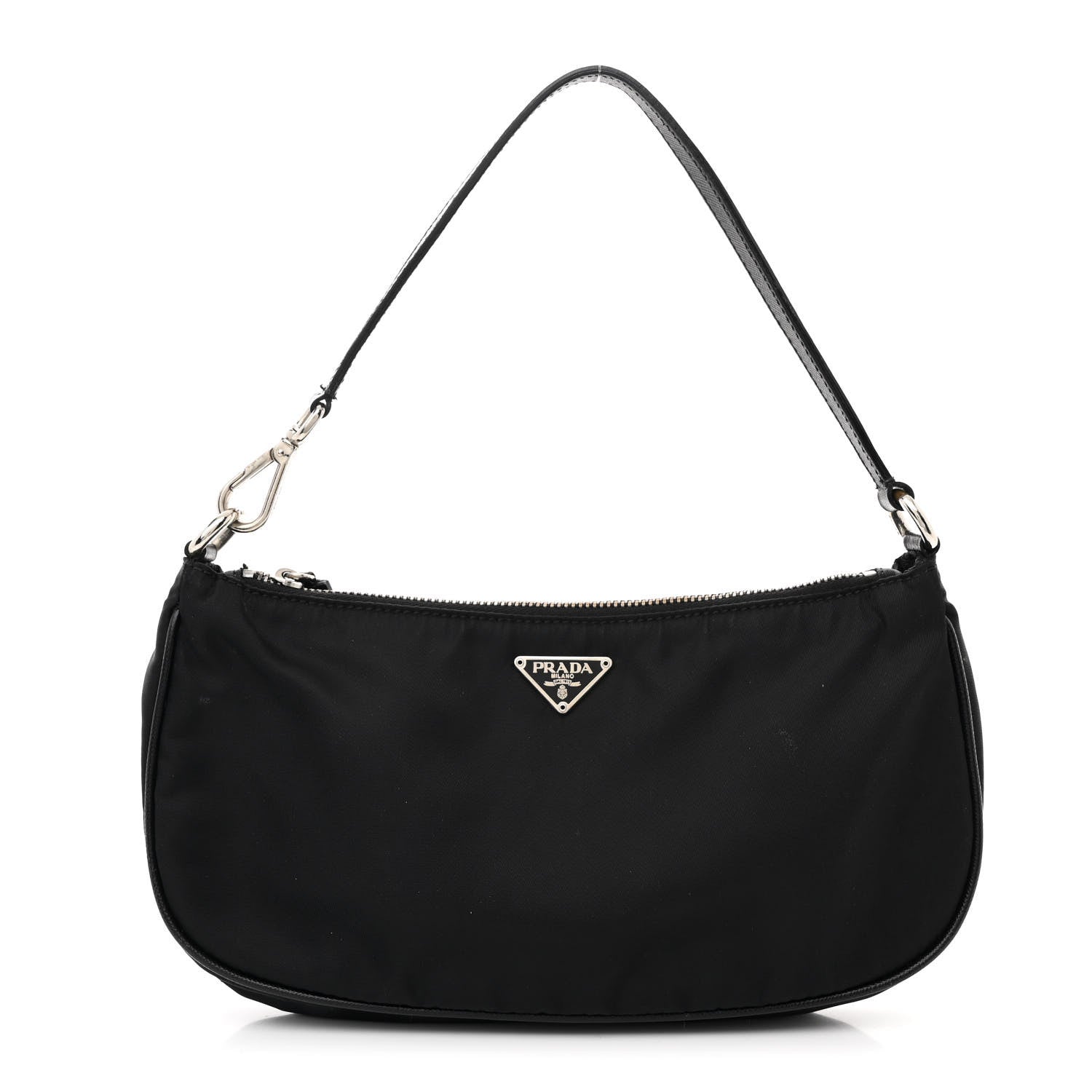 Prada Tessuto Nylon Saffiano Barrel Pochette Black 1 of 11